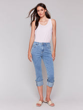 Load image into Gallery viewer, Charlie b 5 Pocket Jeans with Snap Button Detail at Hem
