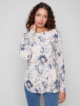 Load image into Gallery viewer, Charle b Printed Round Neck Sweater
