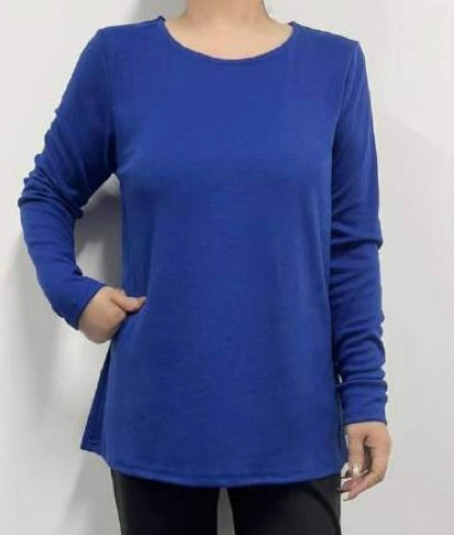 Basic Round Neck Top with Long Sleeves