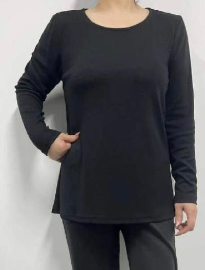 Basic Round Neck Top with Long Sleeves