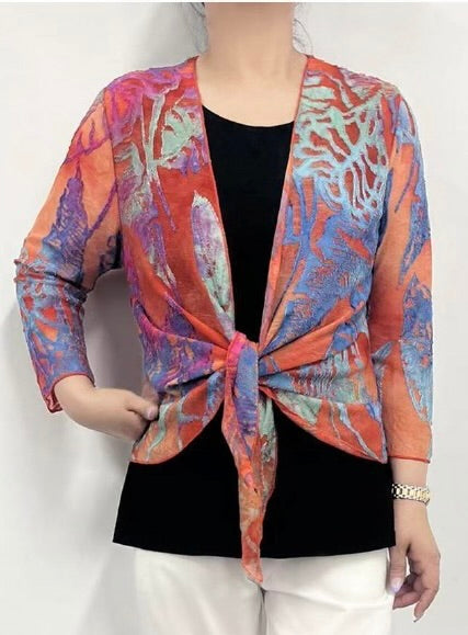 Printed Textured Bolero Jacket