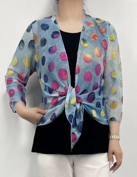 Printed Textured Bolero Jacket