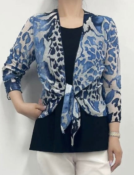 Printed Textured Bolero Jacket