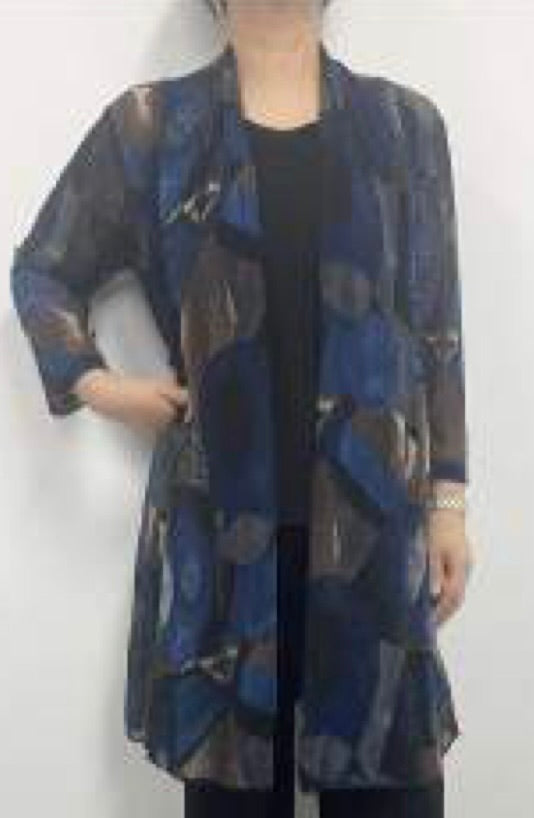 Lightweight Printed Mesh Jacket with Princess Seamlines