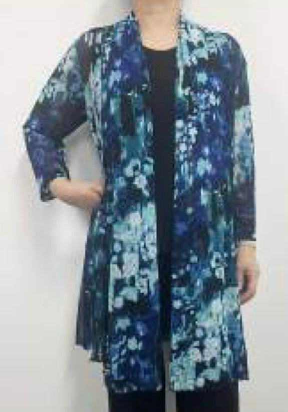 Lightweight Printed Mesh Jacket with Princess Seamlines