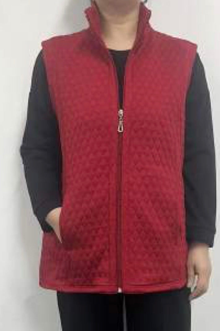 Quilted Classic Vest with Front Slash Pockets and Zip Up Front Closure