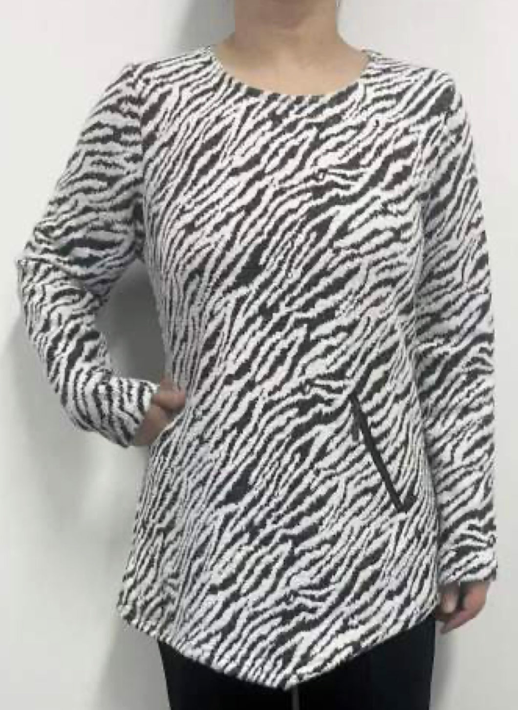 Long Sleeve Zebra Print Top