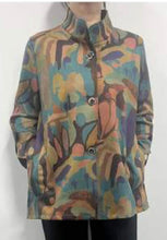 Load image into Gallery viewer, Classic Print Jacket with Mandarin Collar and Slash Pockets
