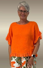 Load image into Gallery viewer, Plum Loco 100% Cotton Top with a Ruffle Hem on Sleeves and Hem
