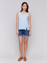 Load image into Gallery viewer, Charlie b Sleeveless Linen Top with Front Slit
