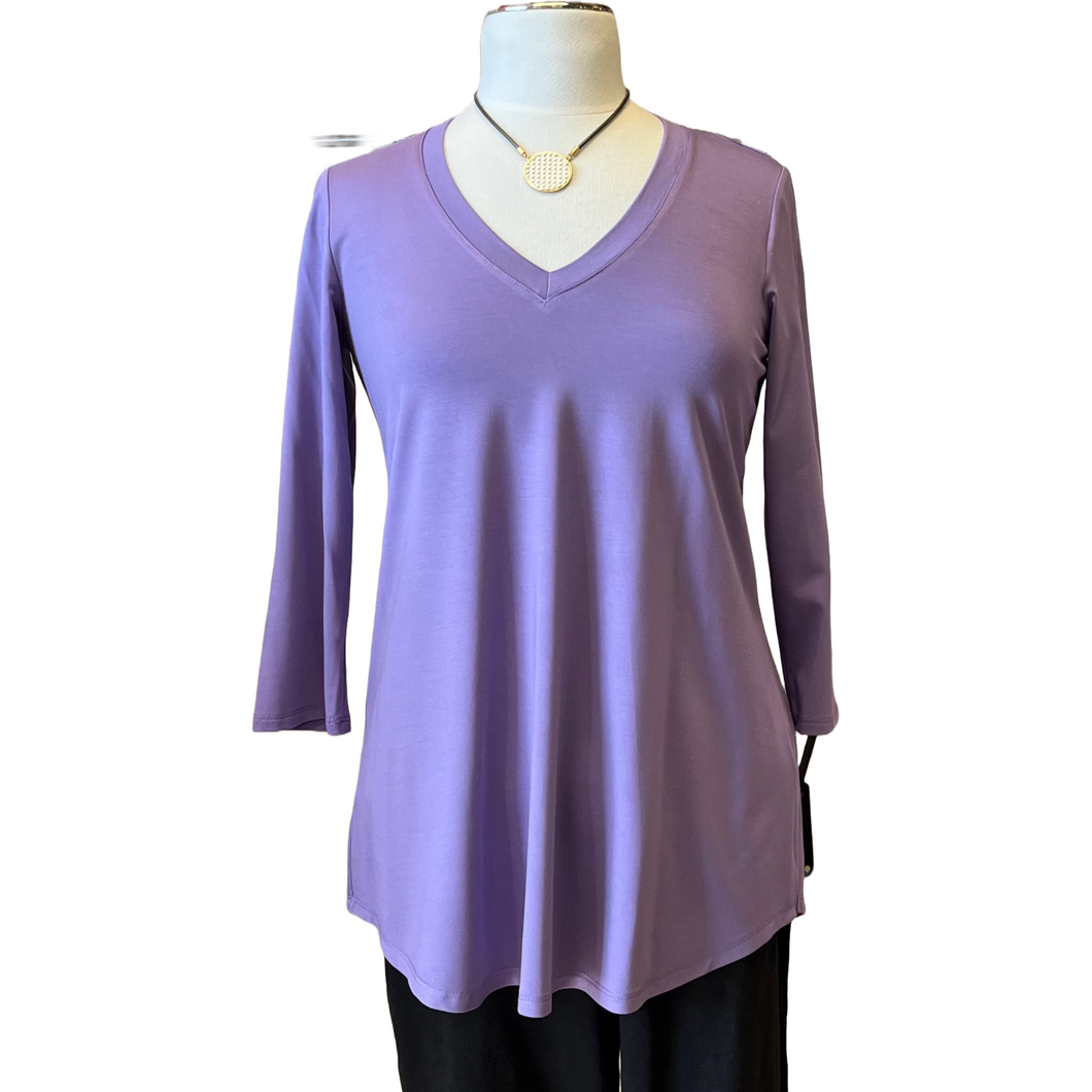 Pure Essence V-Neck Top with 3/4 Sleeves
