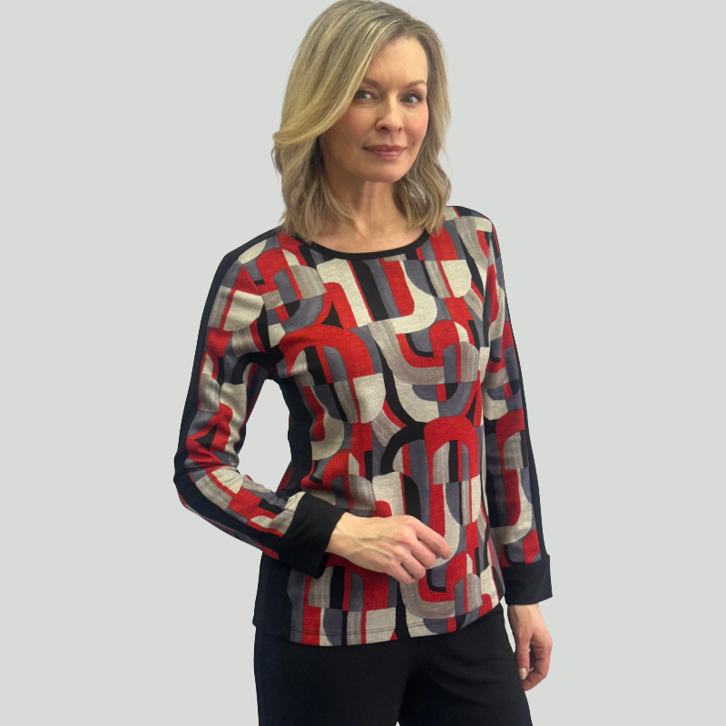 Softworks Top with Round Neck and Flattering Side Black Panel