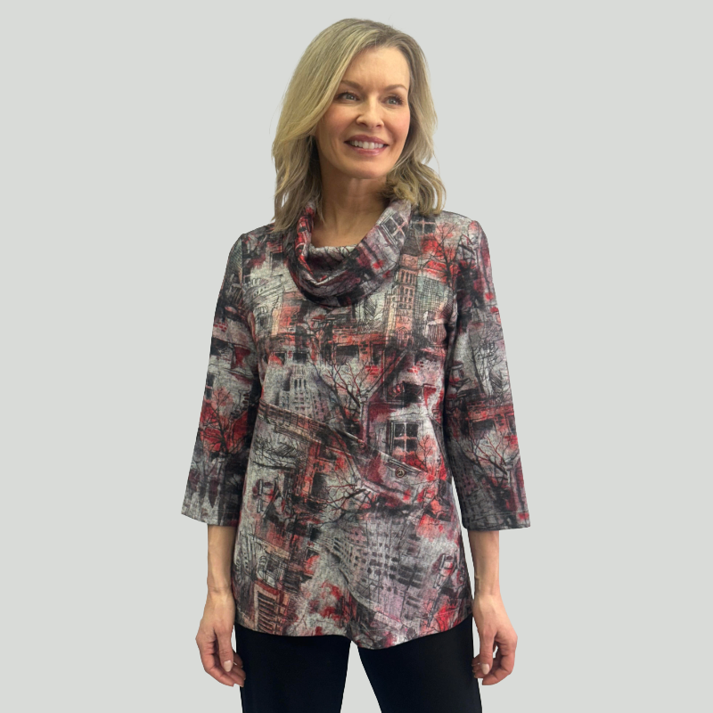 Softworks Tunic with Cowl Neck and Flattering Front Seamline with Inset Pocket