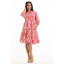 Load image into Gallery viewer, Polynesian Print Dress with Balloon Sleeves and Pockets
