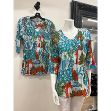 Load image into Gallery viewer, One Summer Tina V-Neck Pleated Top with 3/4 Sleeves
