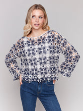 Load image into Gallery viewer, Charlie b 3/4 Sleeve Crochet Top
