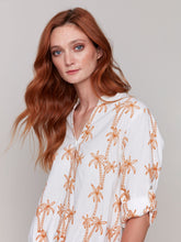 Load image into Gallery viewer, Charlie b Embroidery Front Tie Cotton Blouse
