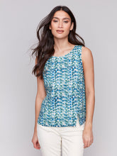 Load image into Gallery viewer, Charlie b Printed Sleeveless Linen Top with Slit
