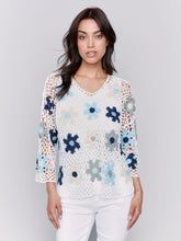 Load image into Gallery viewer, Charlie b Hand Crochet Floral Fishnet Top
