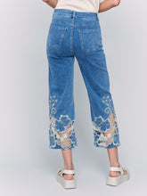 Load image into Gallery viewer, Charlie B Flare Leg Pant with Laser Cut Lace at Bottom
