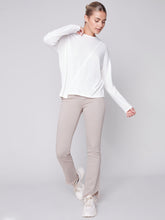 Load image into Gallery viewer, Charlie b Stretch Twill Flare Pant with Assymetrical Opening at Hem
