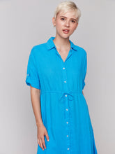 Load image into Gallery viewer, Charlie b Short Sleeve Buttoned Front Long Woven Dress
