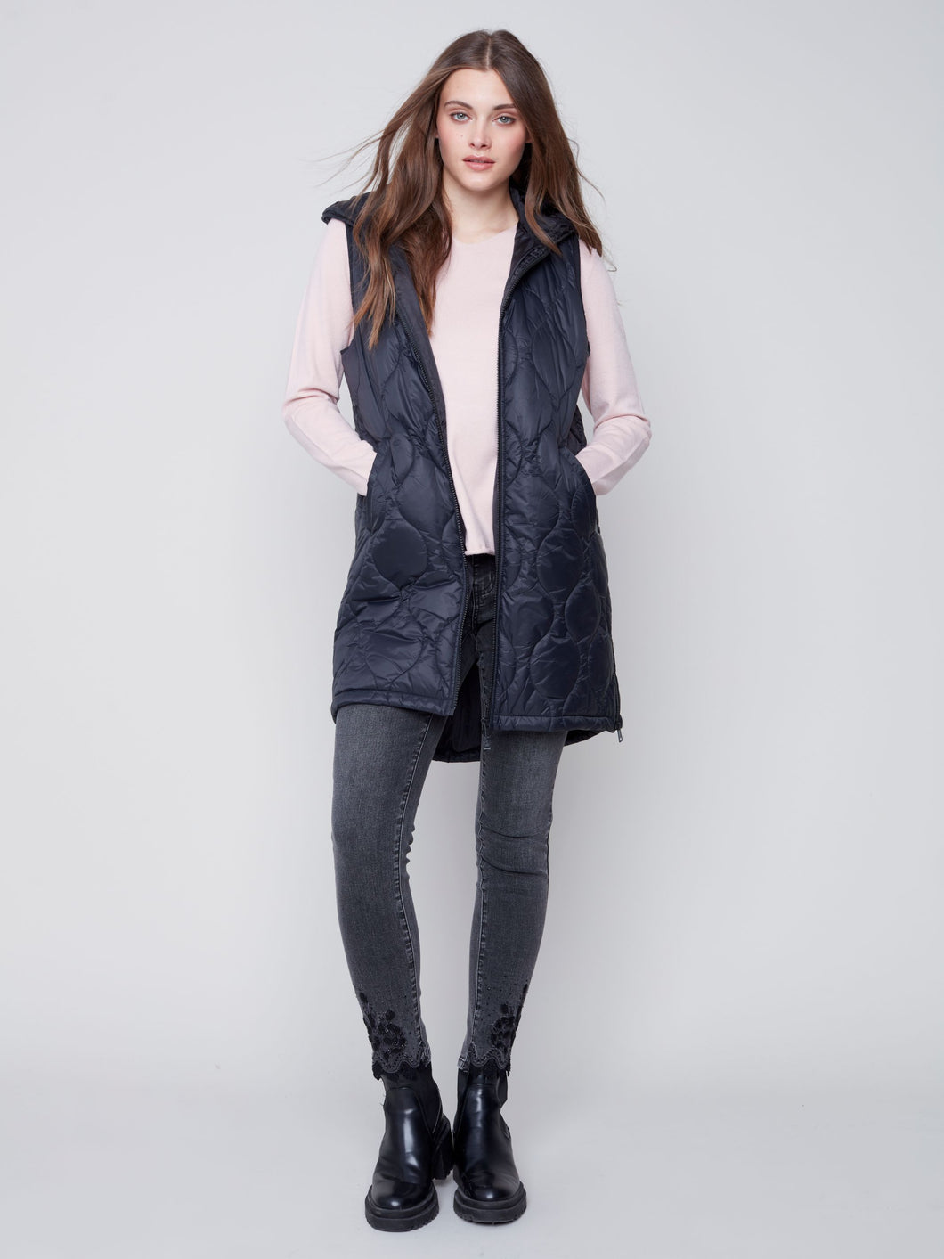 Charlie b Quilted Long Puffer Vest
