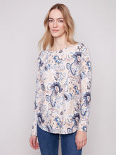 Load image into Gallery viewer, Charle b Printed Round Neck Sweater
