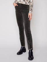 Load image into Gallery viewer, Charlie b Stretch Corduroy Flare Pant with Assymetrical Opening at Hem
