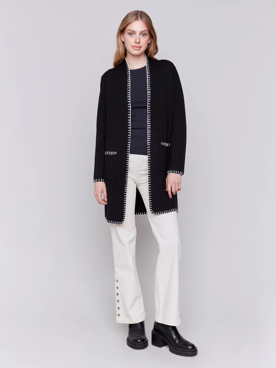 Charlie b Blanket Stitch Long Cardigan
