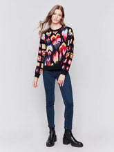 Load image into Gallery viewer, Charlie b Jaquard Print Sweater with Crochet Sleeves
