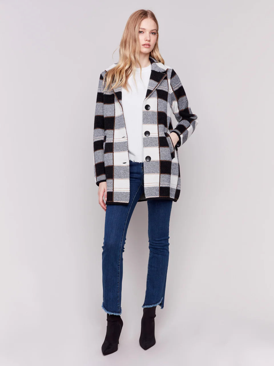 Charlie b Knit Plaid Coat