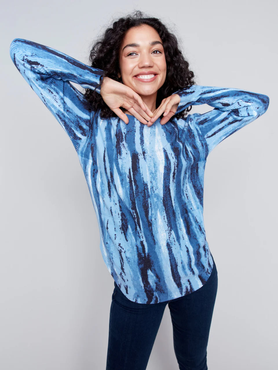 Charlie b Printed Plush Knit Sweater
