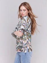 Load image into Gallery viewer, Charlie b Printed V-Neck Sweater
