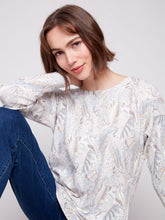 Load image into Gallery viewer, Charle b Printed Round Neck Sweater
