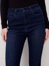 Load image into Gallery viewer, Charlie b Stretch Boot Cut Jeans with Asymmetrical Fringed Hem
