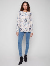 Load image into Gallery viewer, Charle b Printed Round Neck Sweater
