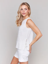 Load image into Gallery viewer, Charlie b Sleeveless Linen Top with Side Ties
