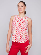 Load image into Gallery viewer, Charlie b  Printed Side Button Linen Tank Top
