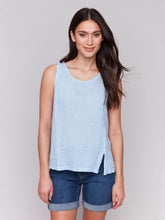 Load image into Gallery viewer, Charlie b Sleeveless Linen Top with Front Slit
