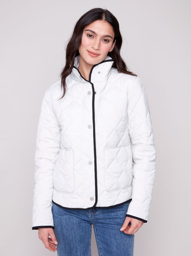 Charlie b Quilted Puffer Jacket with Removable Hood