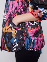 Load image into Gallery viewer, Charlie b Quilted Printed  Puffer Vest with Side Buttons
