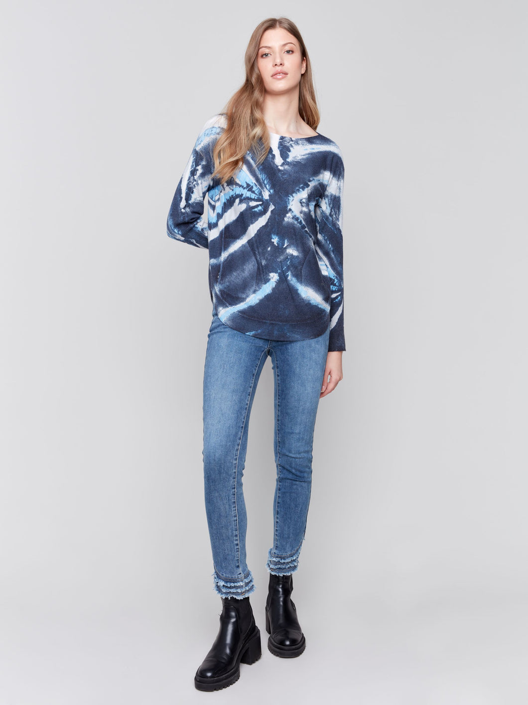 Charlie b Printed Plushy Knit Crew Knit Sweater