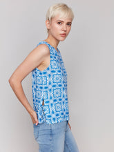 Load image into Gallery viewer, Charlie b Printed Sleeveless Linen Top with Side Ties
