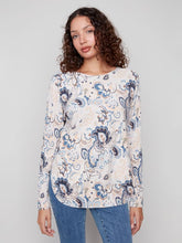 Load image into Gallery viewer, Charle b Printed Round Neck Sweater
