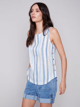 Load image into Gallery viewer, Charlie b  PrintedSide Button Linen Tank Top
