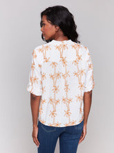 Load image into Gallery viewer, Charlie b Embroidery Front Tie Cotton Blouse
