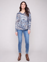Load image into Gallery viewer, Charlie b Printed V Neck Sweater
