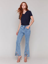 Load image into Gallery viewer, Charlie b Front Slit Embroidered Jean
