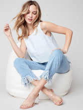Load image into Gallery viewer, Charlie b Printed Linen Top with Back Button Detail
